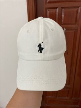 Ralph Lauren White Baseball Cap with Black Pony